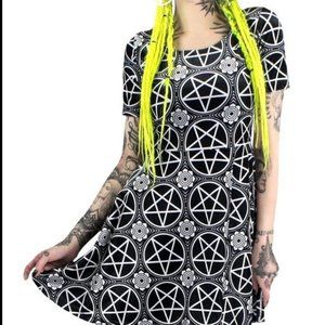 KILLSTAR VELVET PENTAGRAM SKATER DRESS